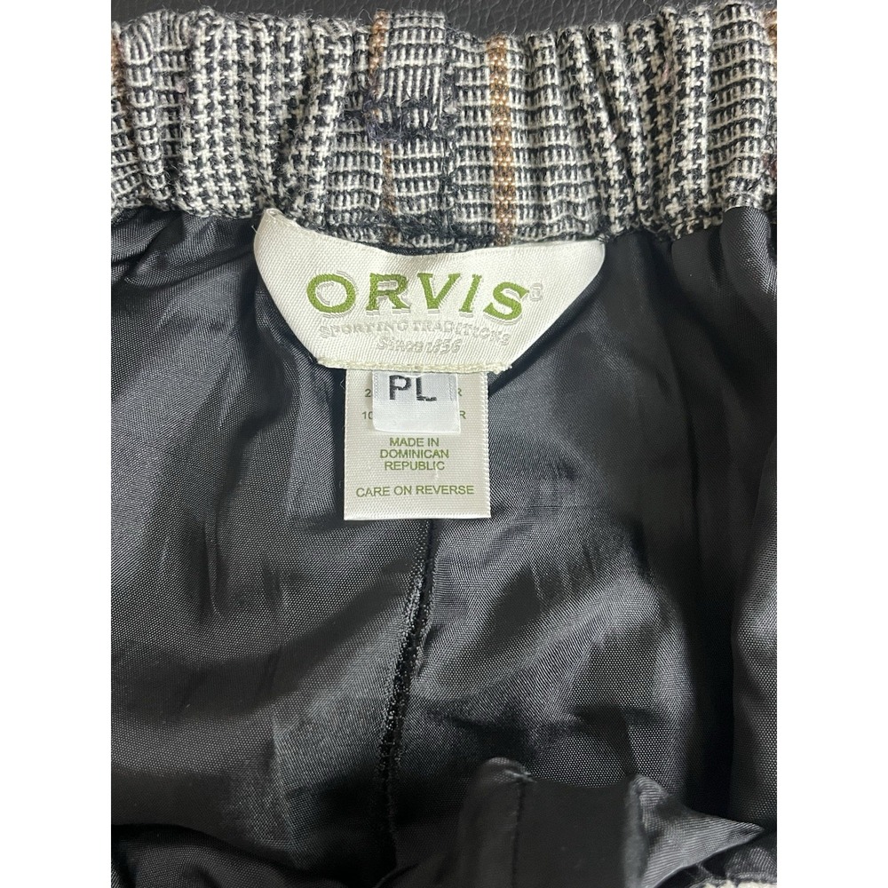 Orvis Wool Blend Elastic Waist Pocket Pants Lined Petite Large Glen Check Plaid - Picture 5 of 13